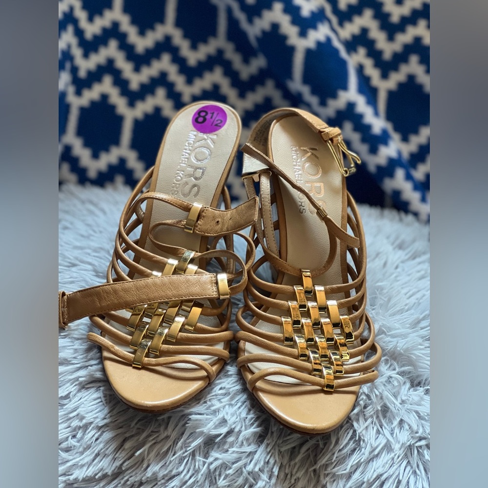 Michael kors gold wedge heels